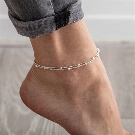 silver ankle bracelets amazon|More.